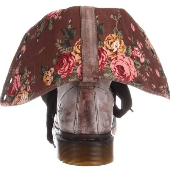 Dr. Martens Floral Combat Boots Vintage Leather Lace-up Ankle‎ Boots UK 4 - Picture 14 of 16